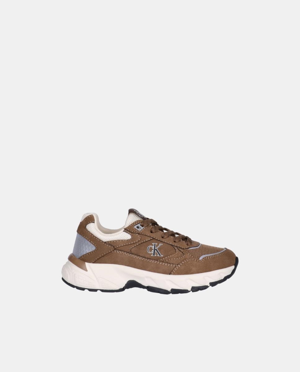 Zapatilla de niña runner calvin klein de serraje - Marrón Marrón-1