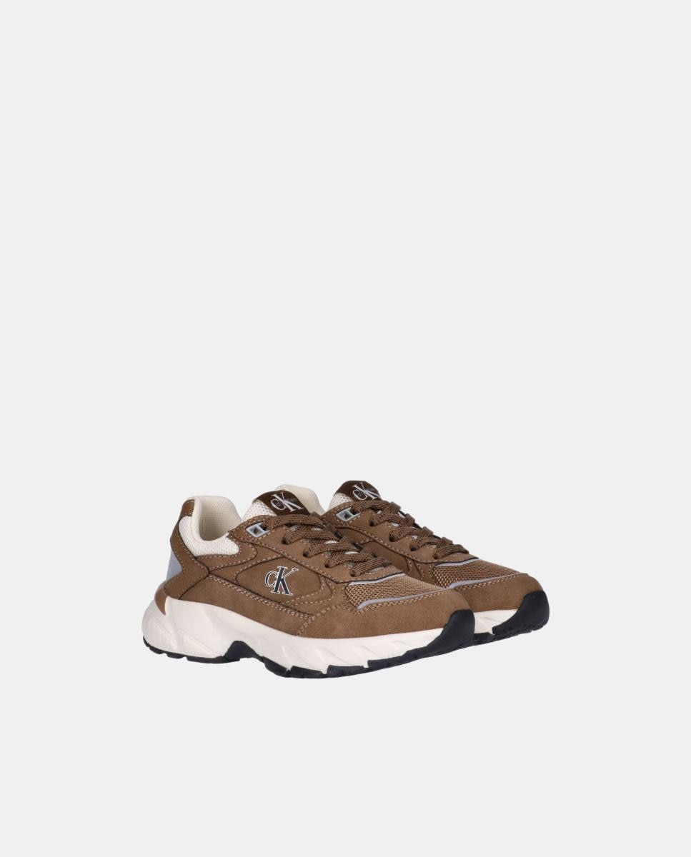 Zapatilla de niña runner calvin klein de serraje - Marrón Marrón-2
