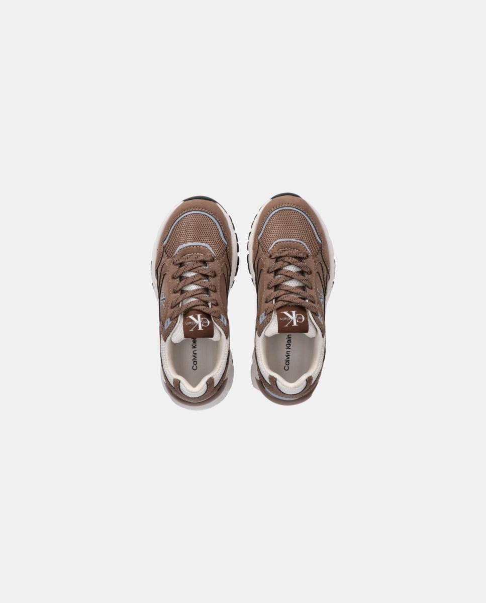 Zapatilla de niña runner calvin klein de serraje - Marrón Marrón-3