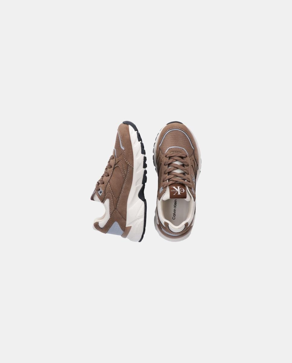 Zapatilla de niña runner calvin klein de serraje - Marrón Marrón-4