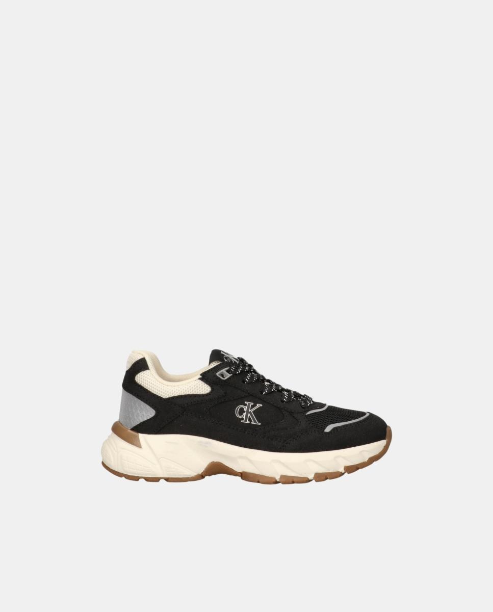 Zapatilla de niña runner calvin klein de serraje - Negro Negro-1