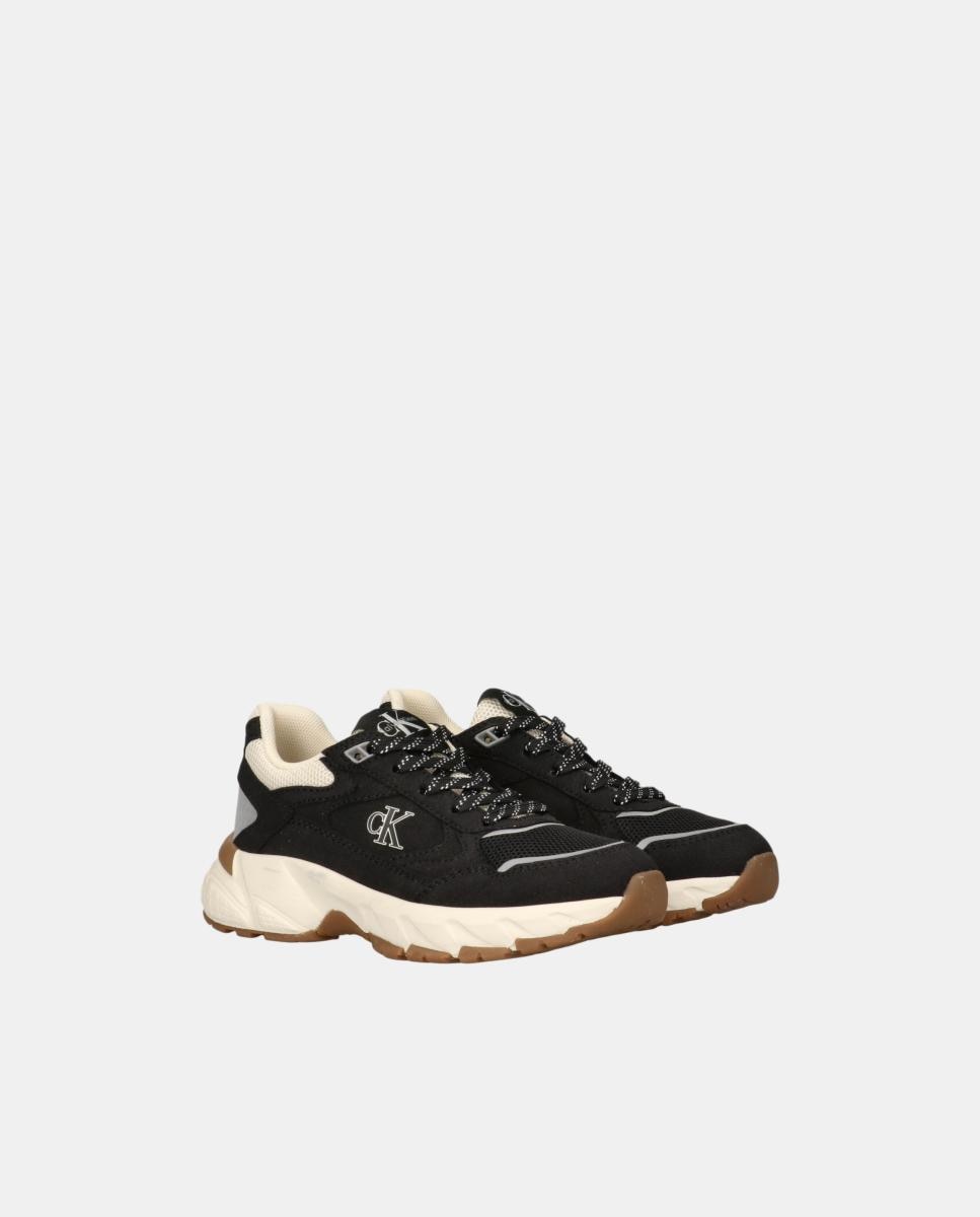 Zapatilla de niña runner calvin klein de serraje - Negro Negro-2