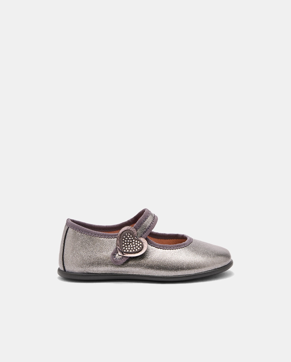 Merceditas Metalizado Corazón Strass - Conguitos - Dorado Gris-1