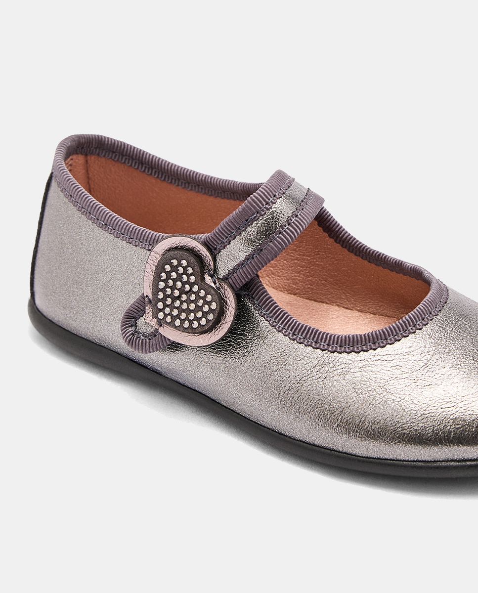 Merceditas Metalizado Corazón Strass - Conguitos - Dorado Gris-3