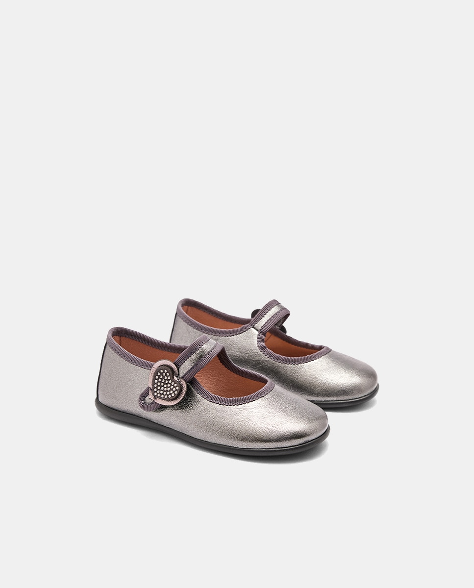 Merceditas Metalizado Corazón Strass - Conguitos - Dorado Gris-4