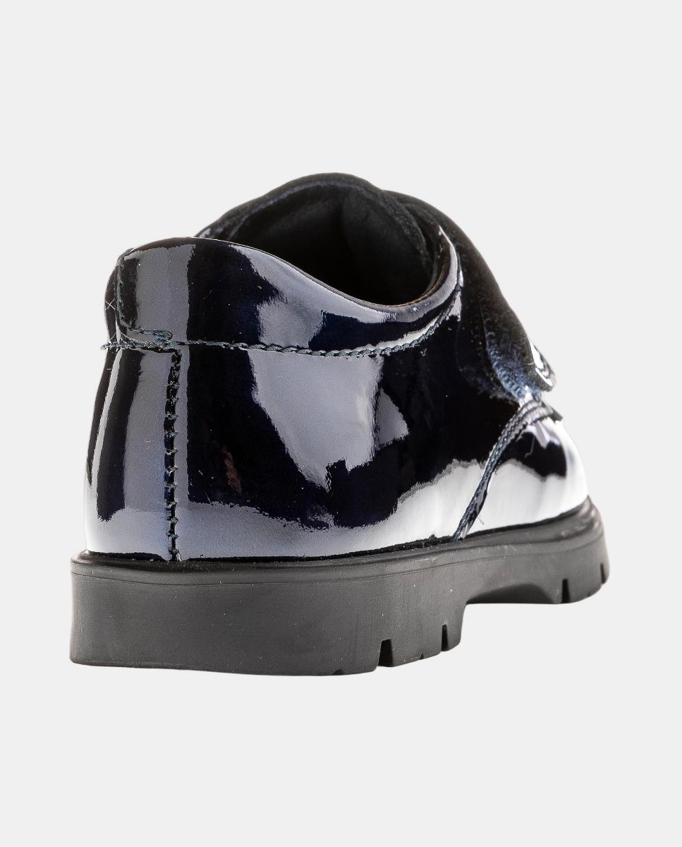 Mocassins em Pele com Fecho Aderente Azul-3