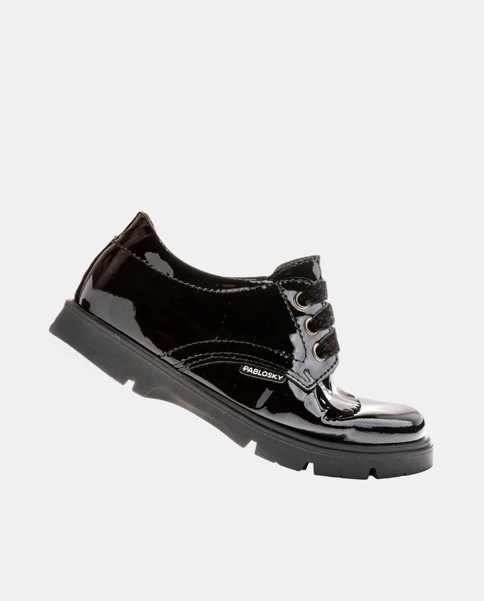 Sapatos de Atacadores e Bluchers em Pele com Atacadores Pablosky Pretos-5