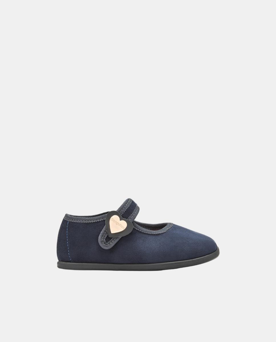 Imagem 0 de Sapatos de Presilha Barefoot com Adorno de Coração - Azul-Marinho