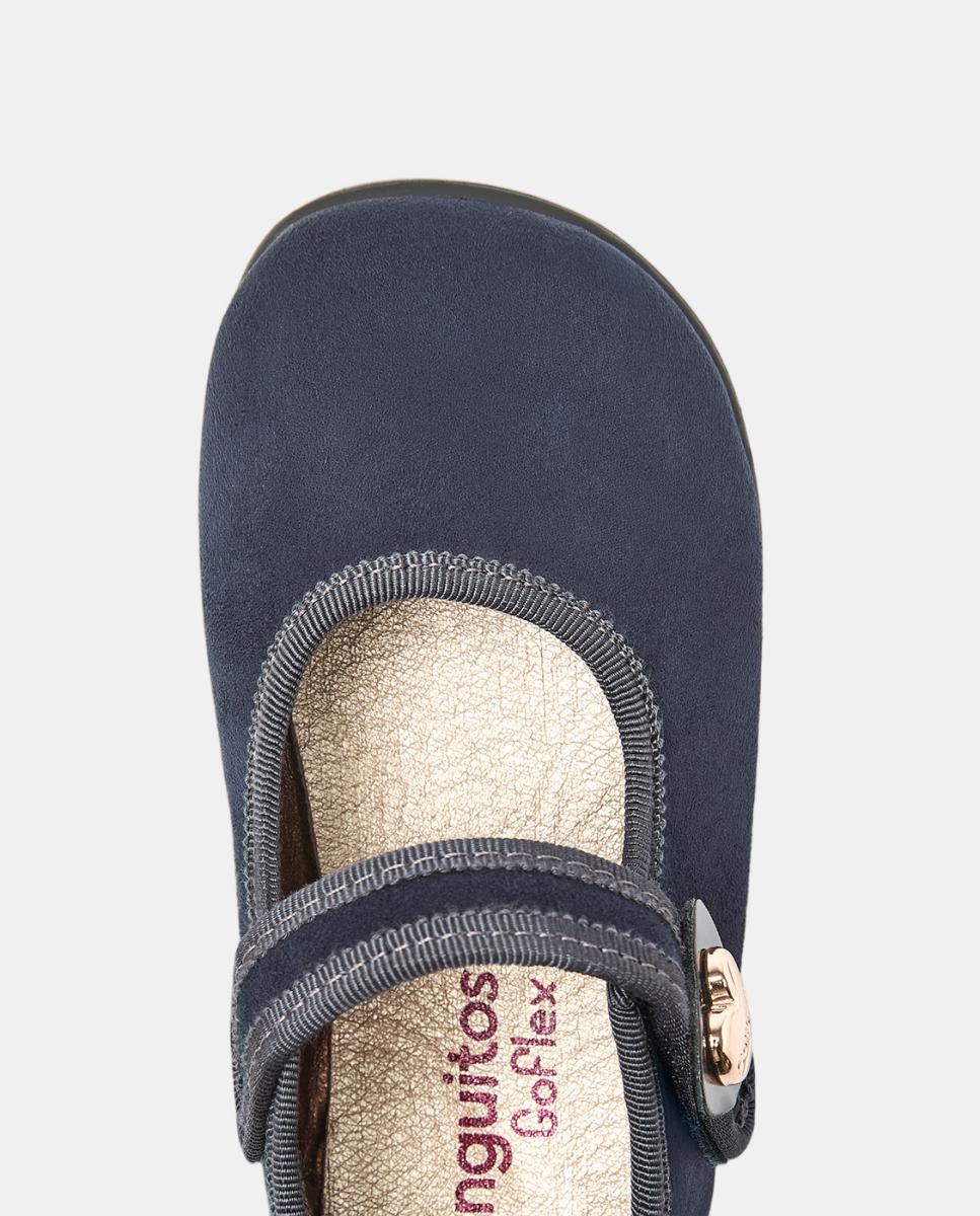 Imagen 3 de Merceditas Barefoot de niña con adorno corazón rosa - Conguitos - Azul marino Azul marino