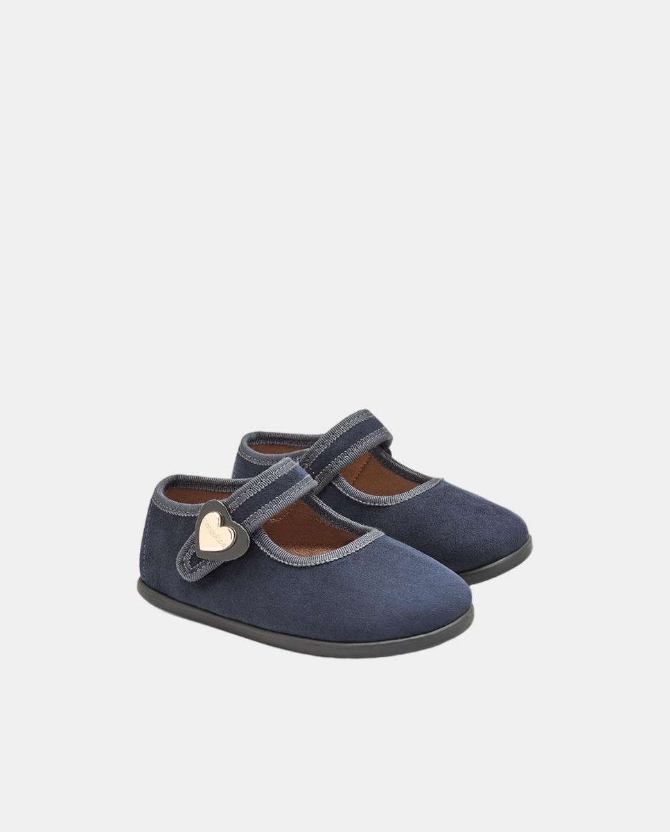 Imagen 4 de Merceditas Barefoot de niña con adorno corazón rosa - Conguitos - Azul marino Azul marino