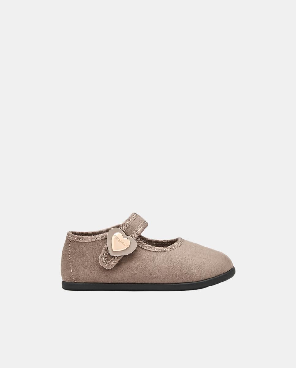 Imagem 0 de Sapatos de Presilha Barefoot com Adorno de Coração - Bege