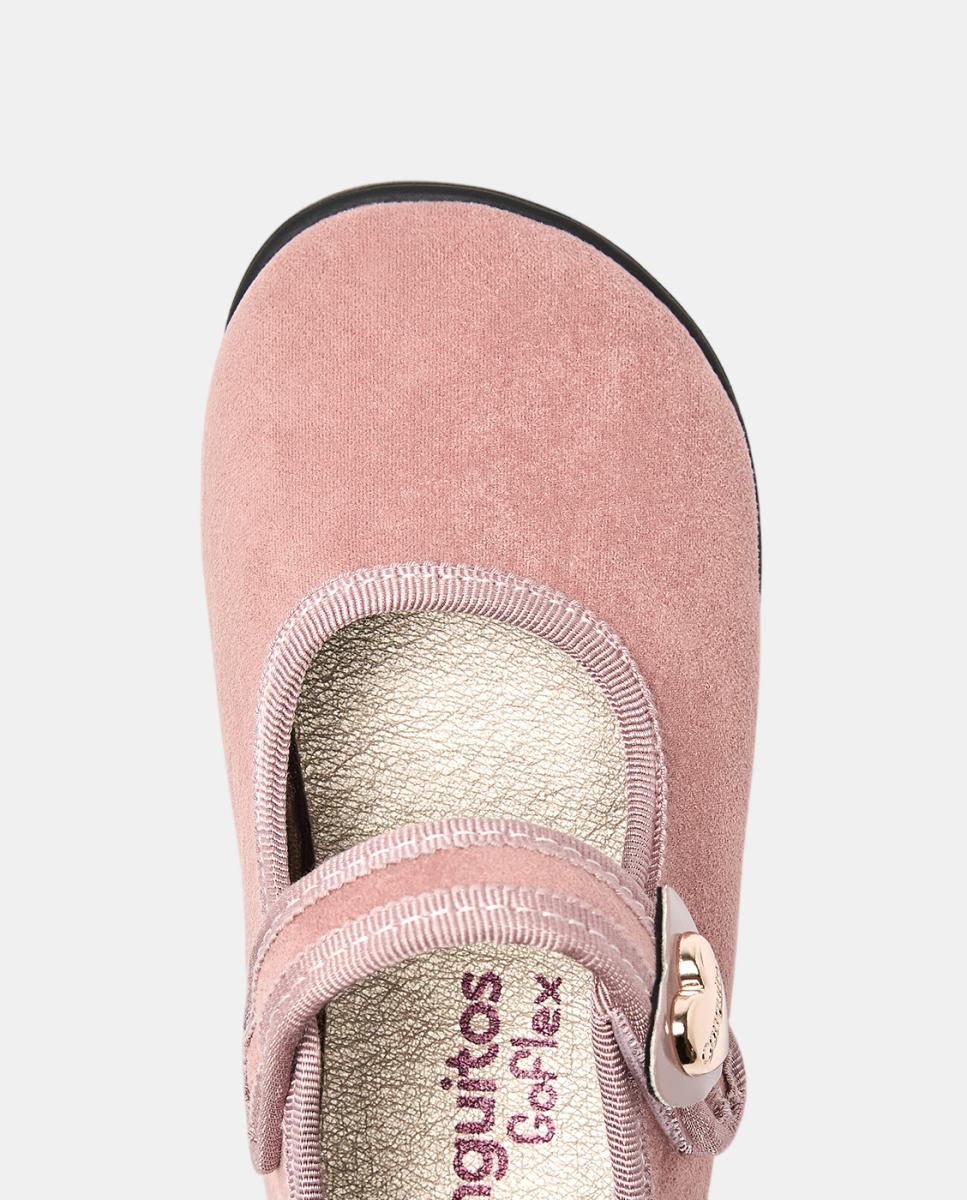 Sapatos de Presilha Barefoot com Adorno de Coração - Rosa Conguitos Rosa-pálido-3