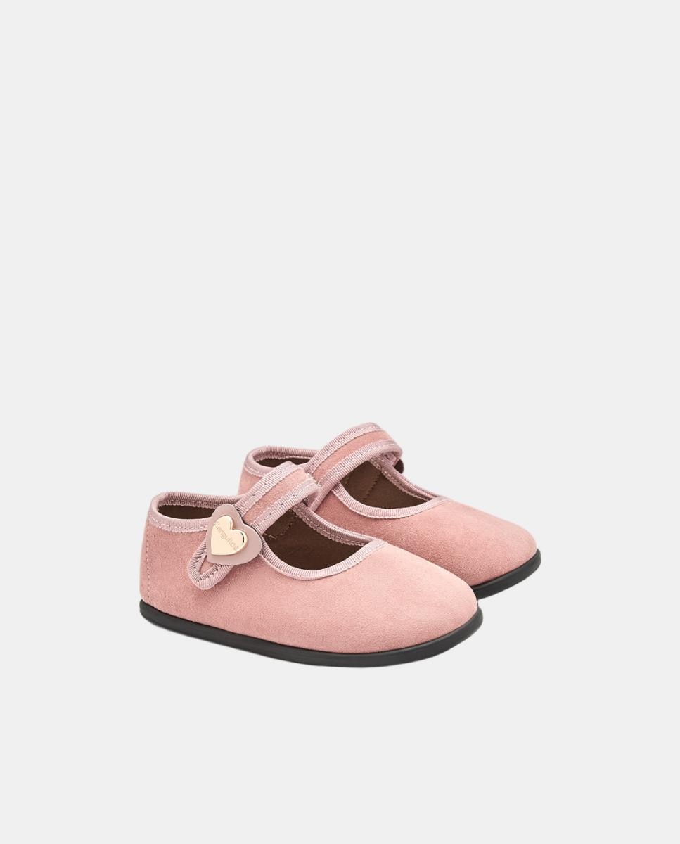 Sapatos de Presilha Barefoot com Adorno de Coração - Rosa Conguitos Rosa-pálido-4