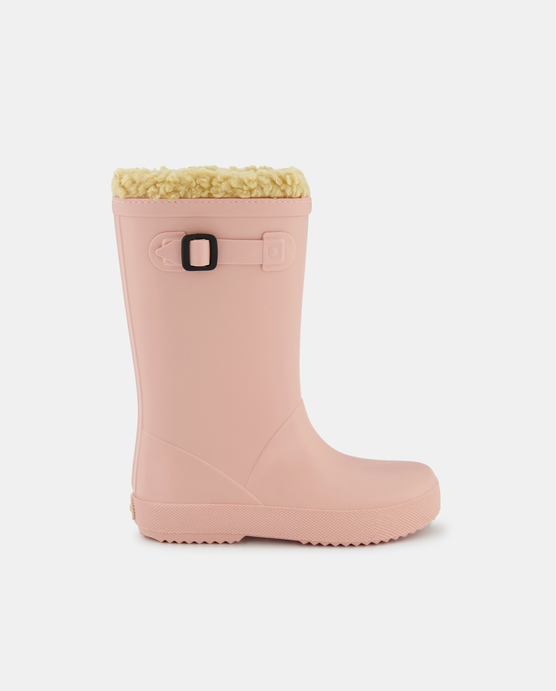 Galochas com Fivela Lateral e Forro de Pelo de Borrego - Rosa Rosa-1