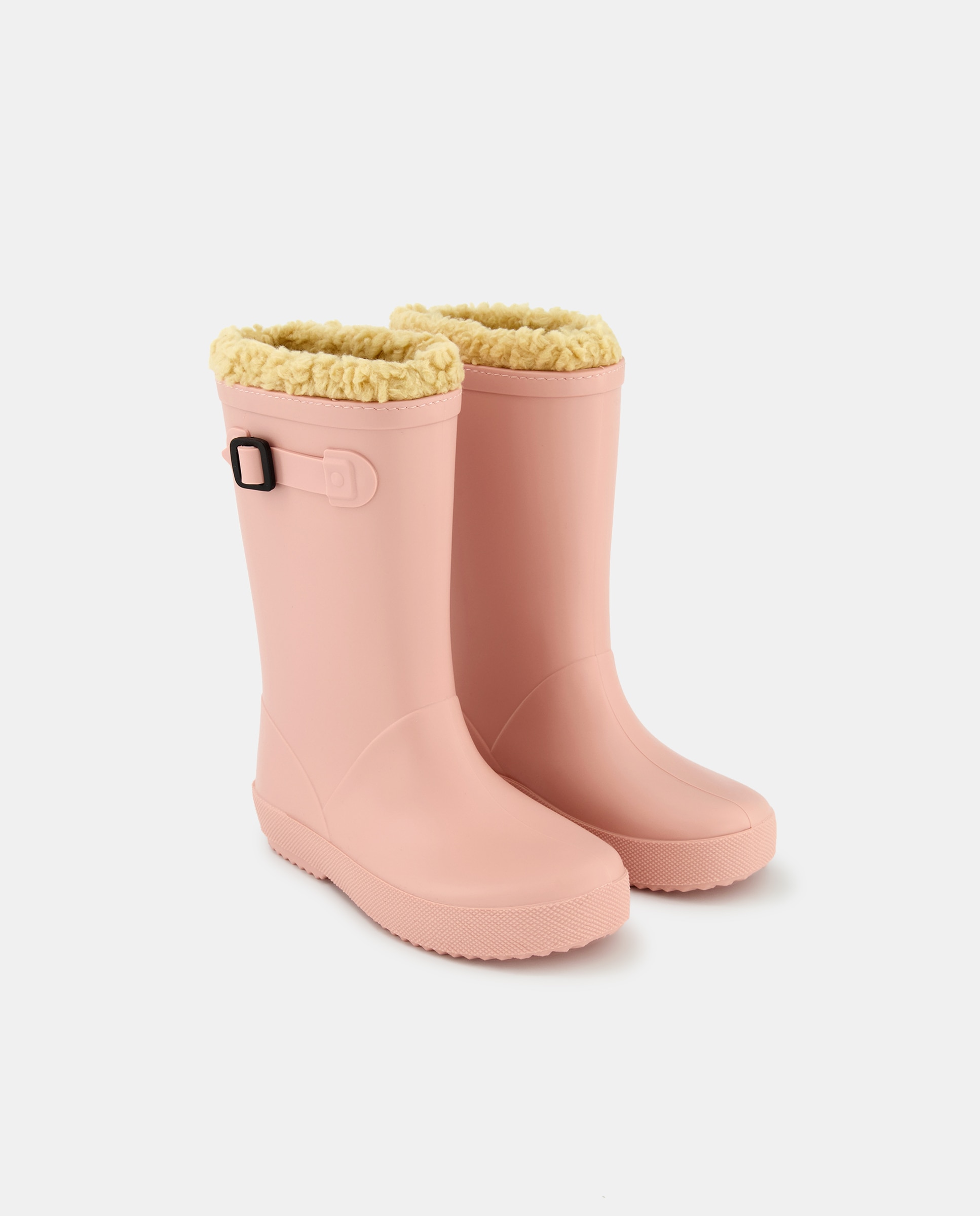 Galochas com Fivela Lateral e Forro de Pelo de Borrego - Rosa Rosa-2