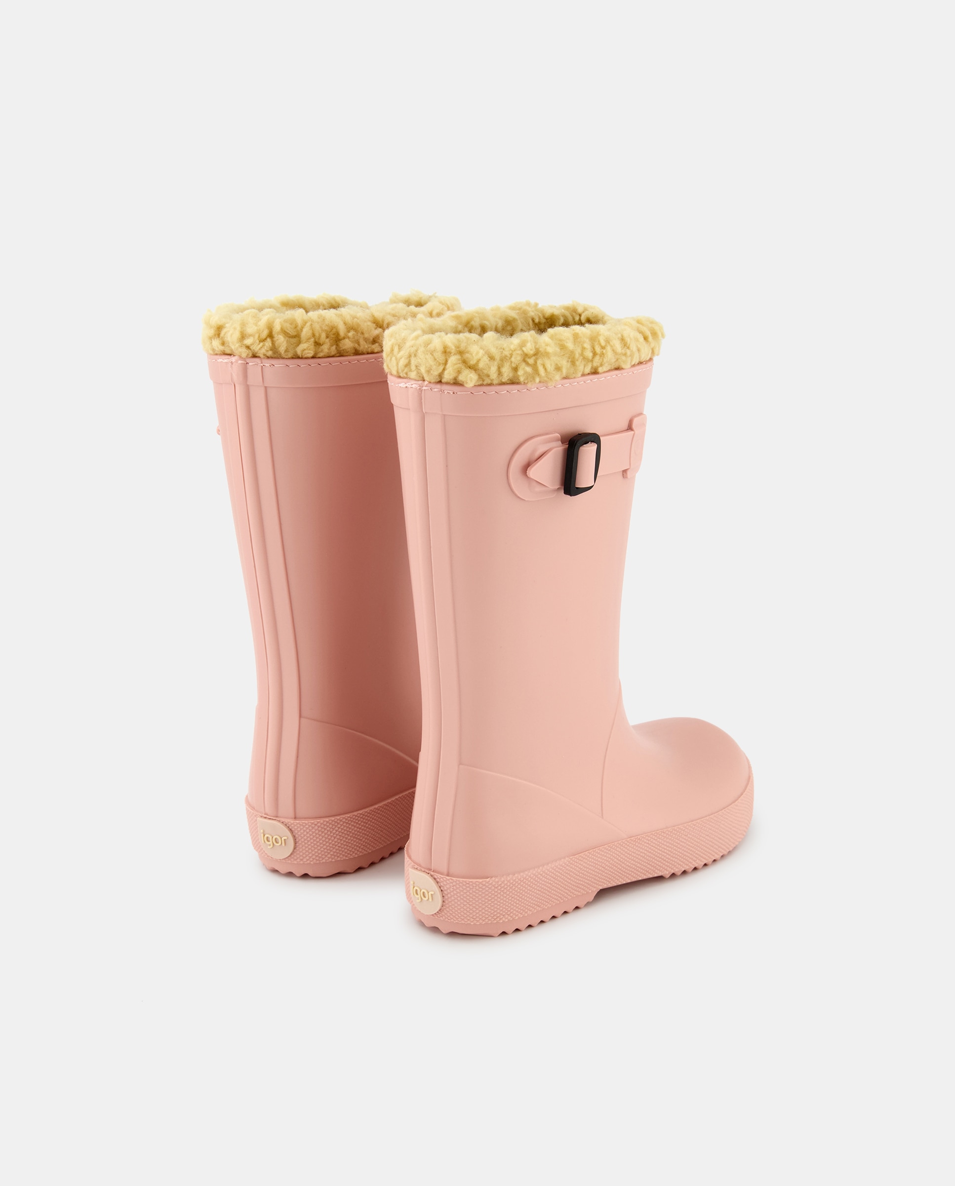 Galochas com Fivela Lateral e Forro de Pelo de Borrego - Rosa Rosa-3
