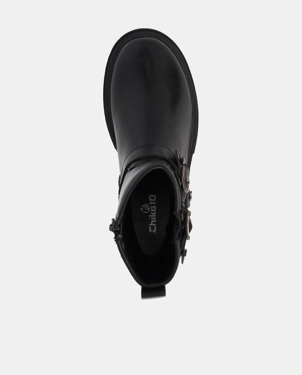 Bota niña biker plana triple hebilla - Chika10 - Negro Negro-4