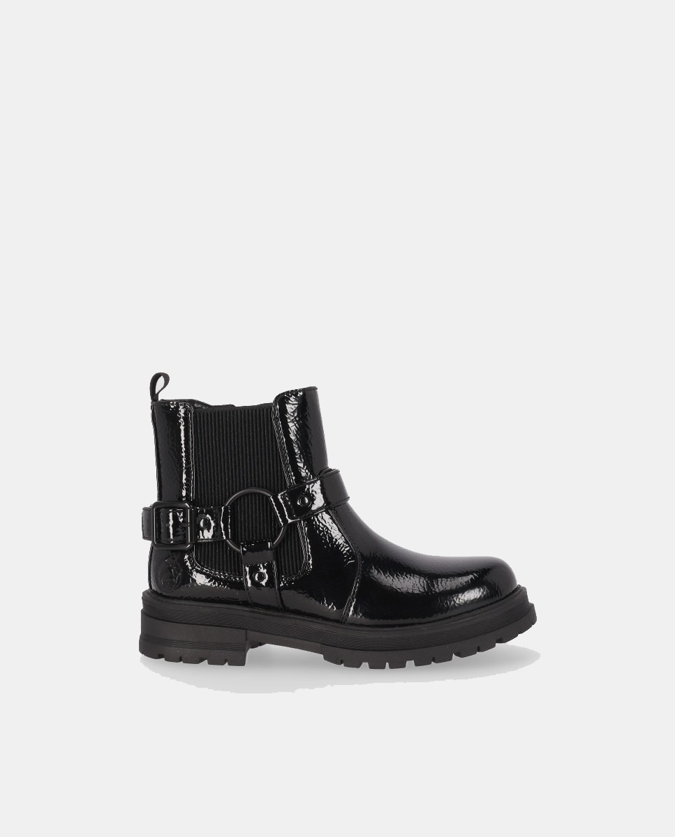 Bota niña biker plana elástico - Chika10 Kids - Negro Negro-1