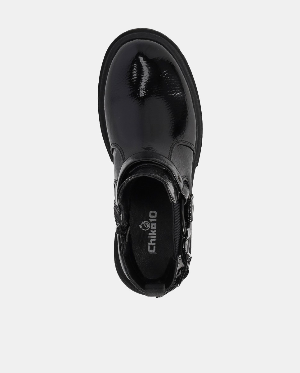 Bota niña biker plana elástico - Chika10 Kids - Negro Negro-4