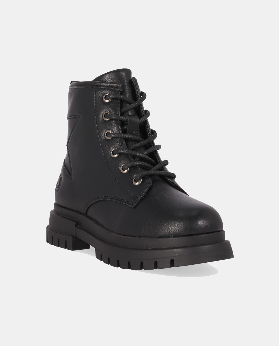 Botas Combat Rasas com Atacadores Chika10 Preto-2
