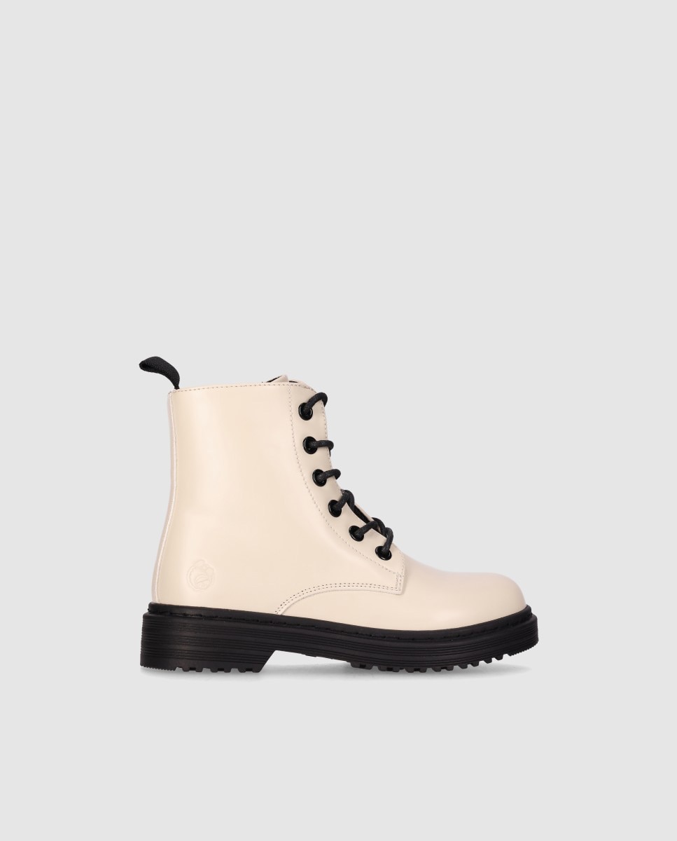 Imagem 0 de Botins de Estilo Militar de Criança em Pele Vegana com Atacadores e Fecho de Correr Lateral