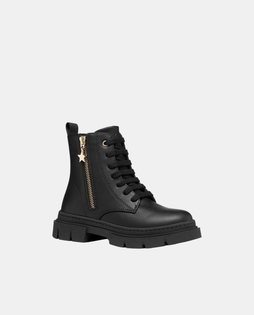 Botins com Atacadores e Fecho de Correr Lateral Preto-2