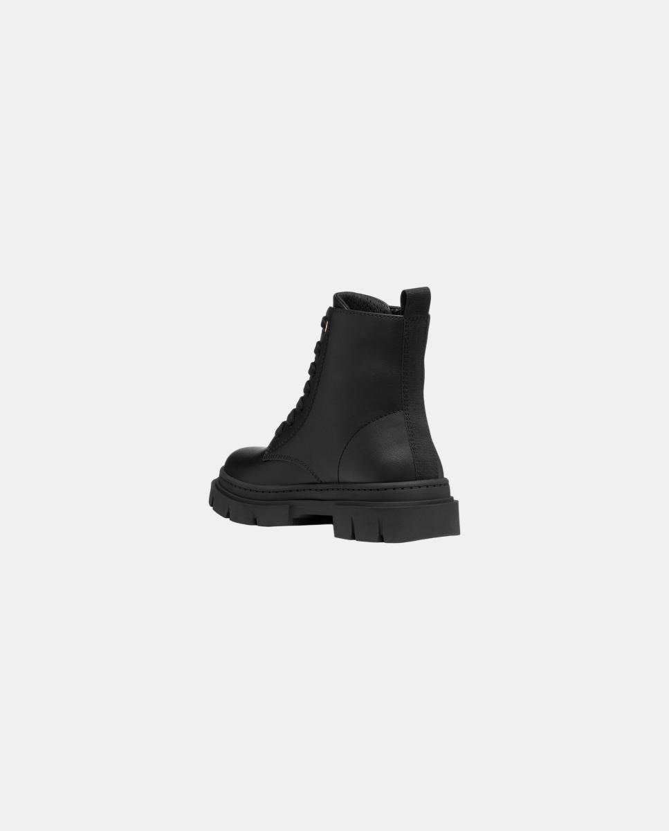 Botins com Atacadores e Fecho de Correr Lateral Preto-3