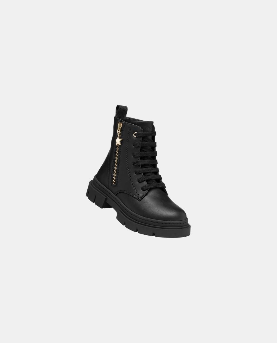 Botins com Atacadores e Fecho de Correr Lateral Preto-4