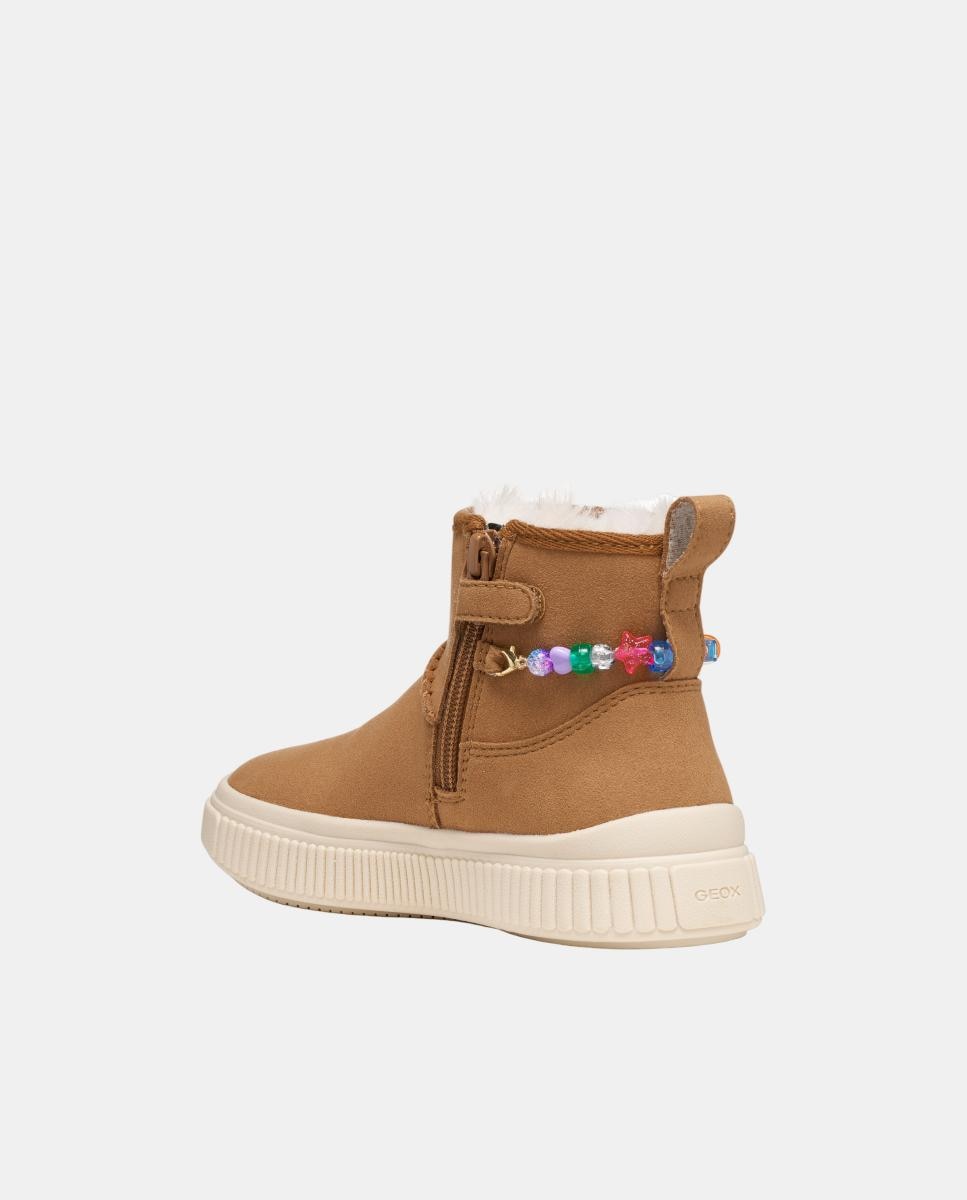 Imagen 3 de Botin de niña en suede adornado con charms - Geox - Marrón Marrón