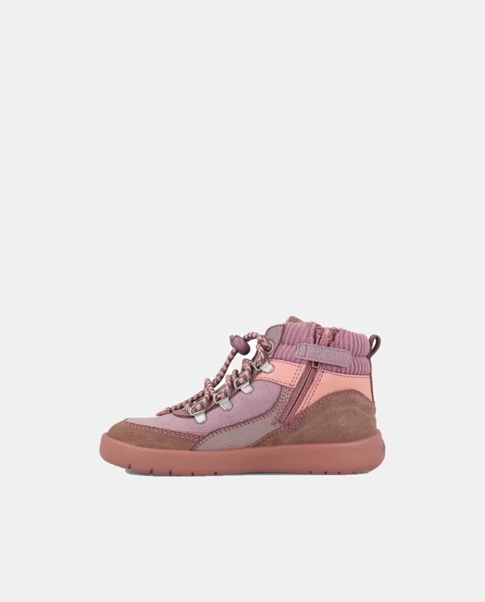 Botins Barefoot para Menina com Atacadores e Fecho de Correr Castanho-2