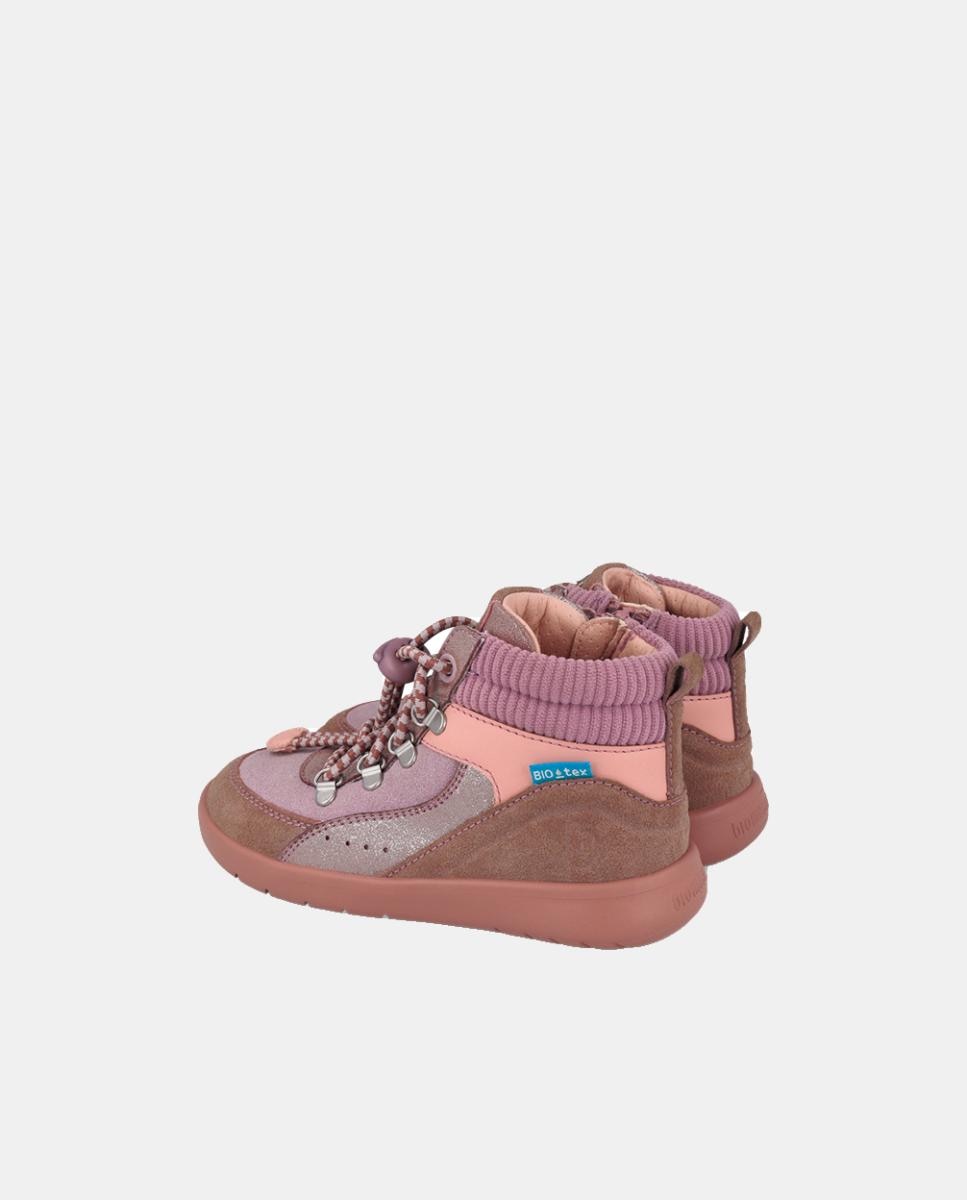 Botins Barefoot para Menina com Atacadores e Fecho de Correr Castanho-3
