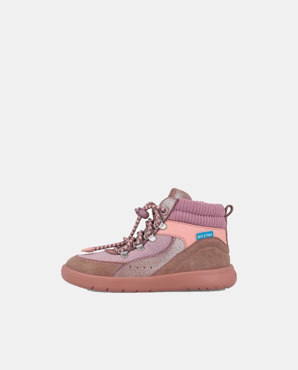 Botins Barefoot para Menina com Atacadores e Fecho de Correr Castanho-5