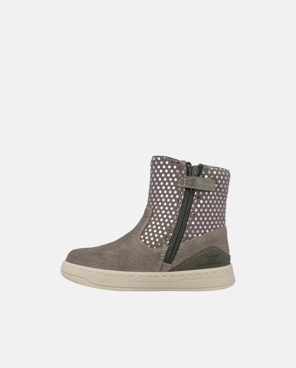 Botins de Croute para Menina com Fecho de Correr Cinzento-2