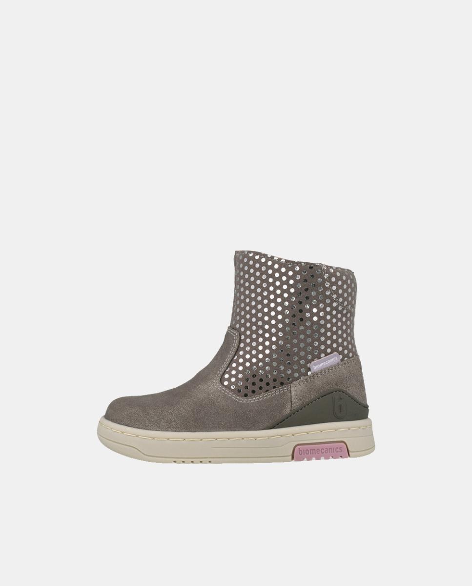 Botins de Croute para Menina com Fecho de Correr Cinzento-5