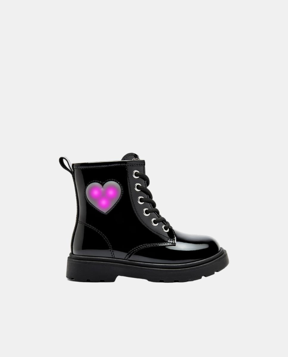 Botas de niña con corazón de luz burdeos - Conguitos - Negro Negro-1