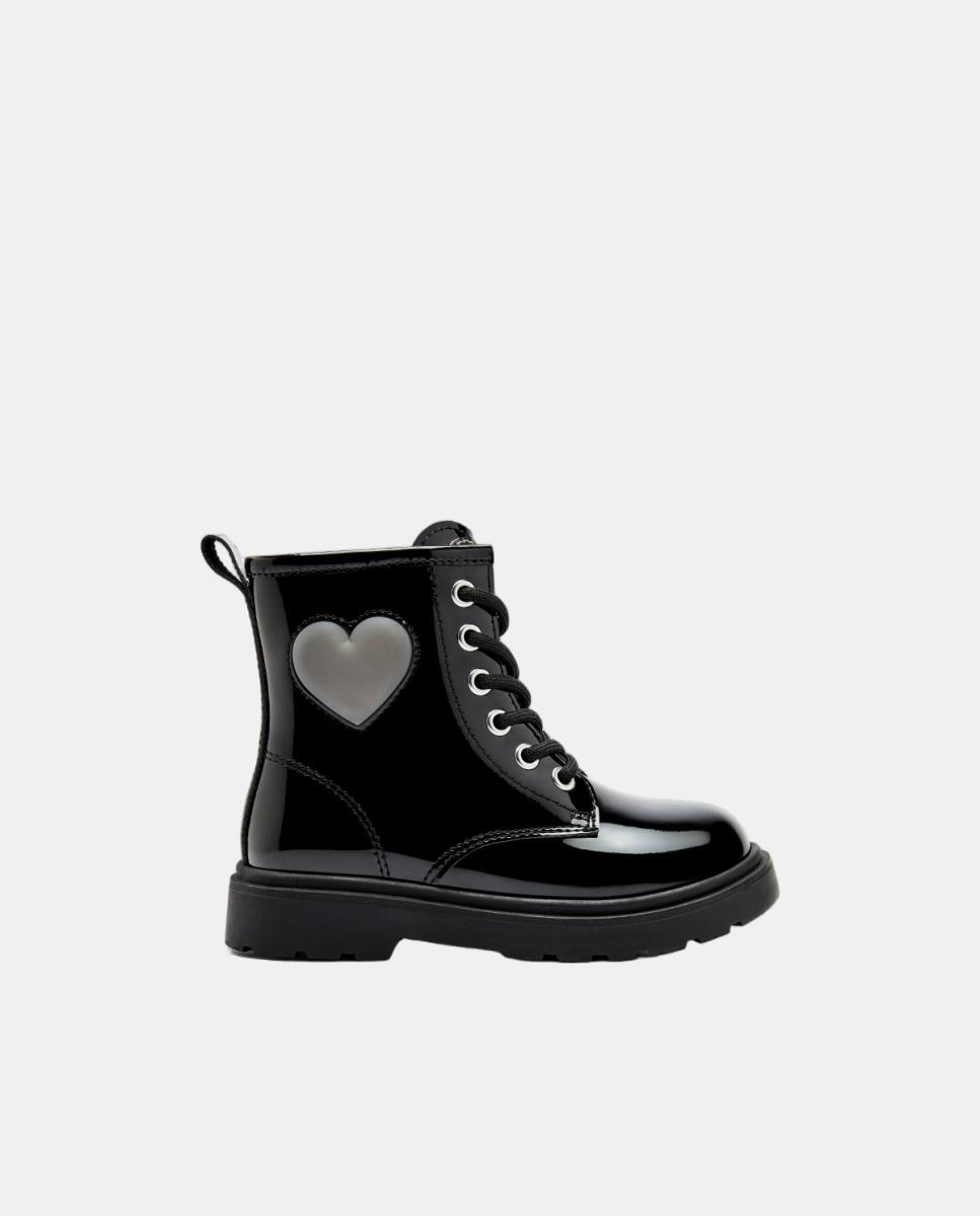 Botas de niña con corazón de luz burdeos - Conguitos - Negro Negro-2