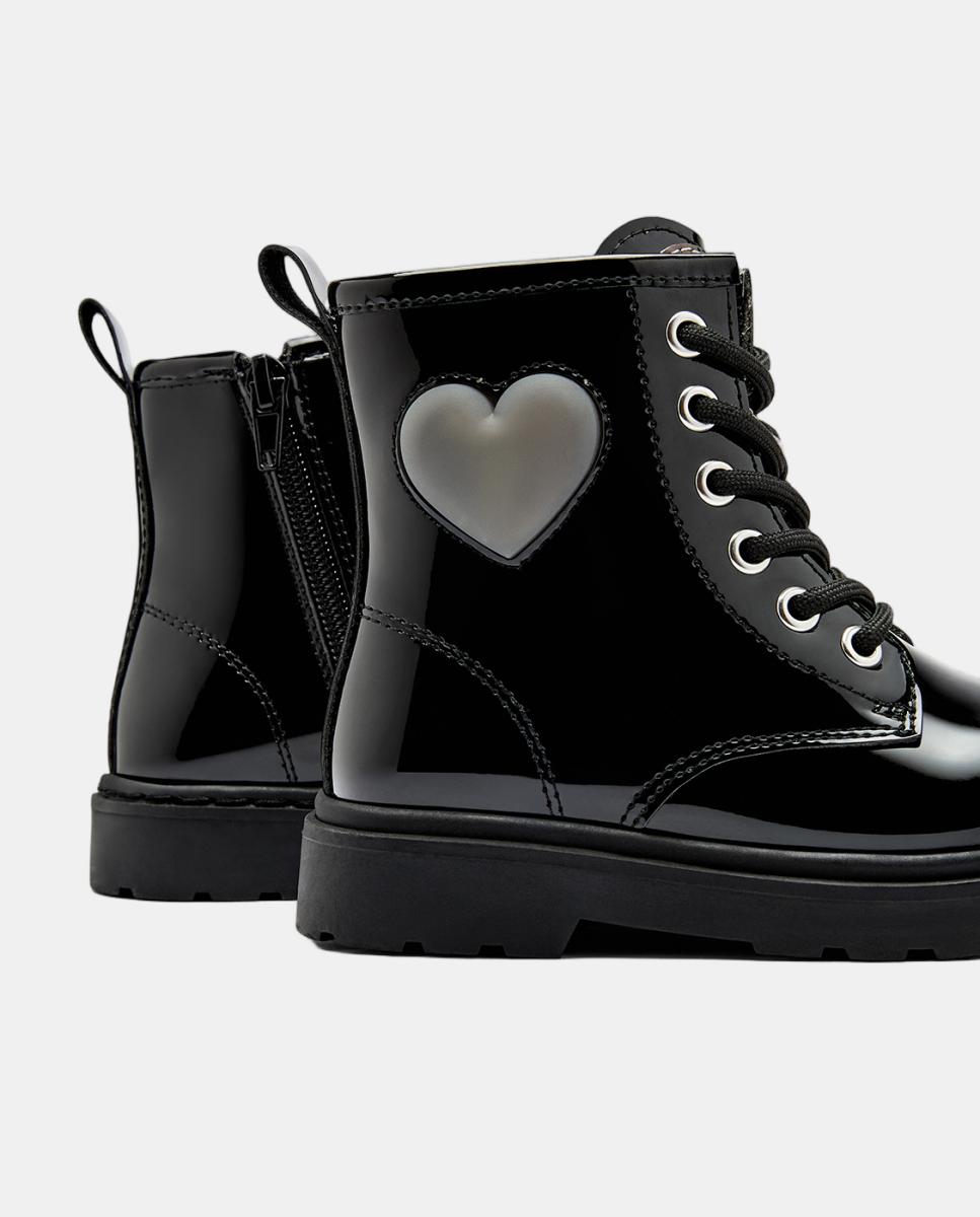 Botas de niña con corazón de luz burdeos - Conguitos - Negro Negro-4