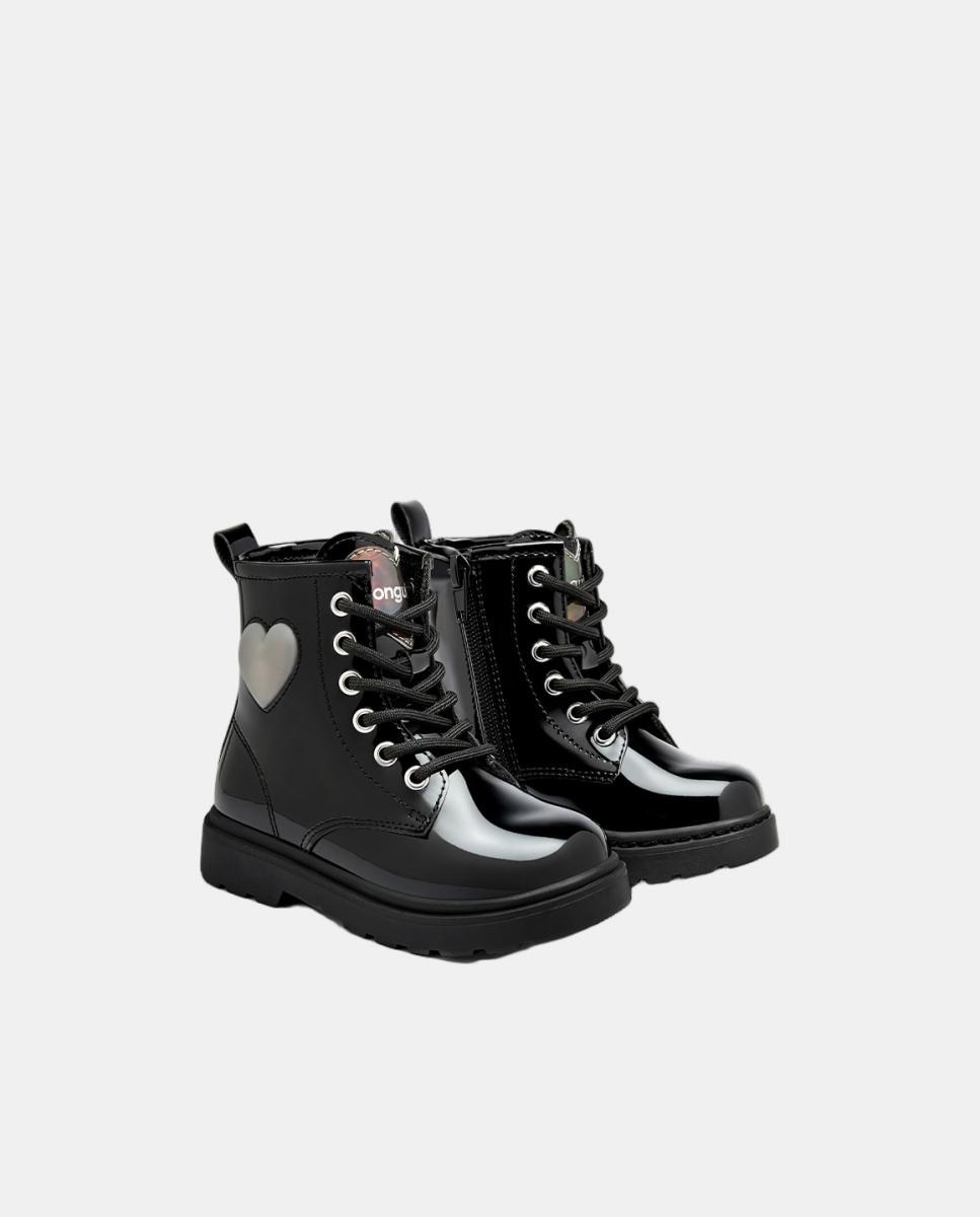 Botas de niña con corazón de luz burdeos - Conguitos - Negro Negro-5