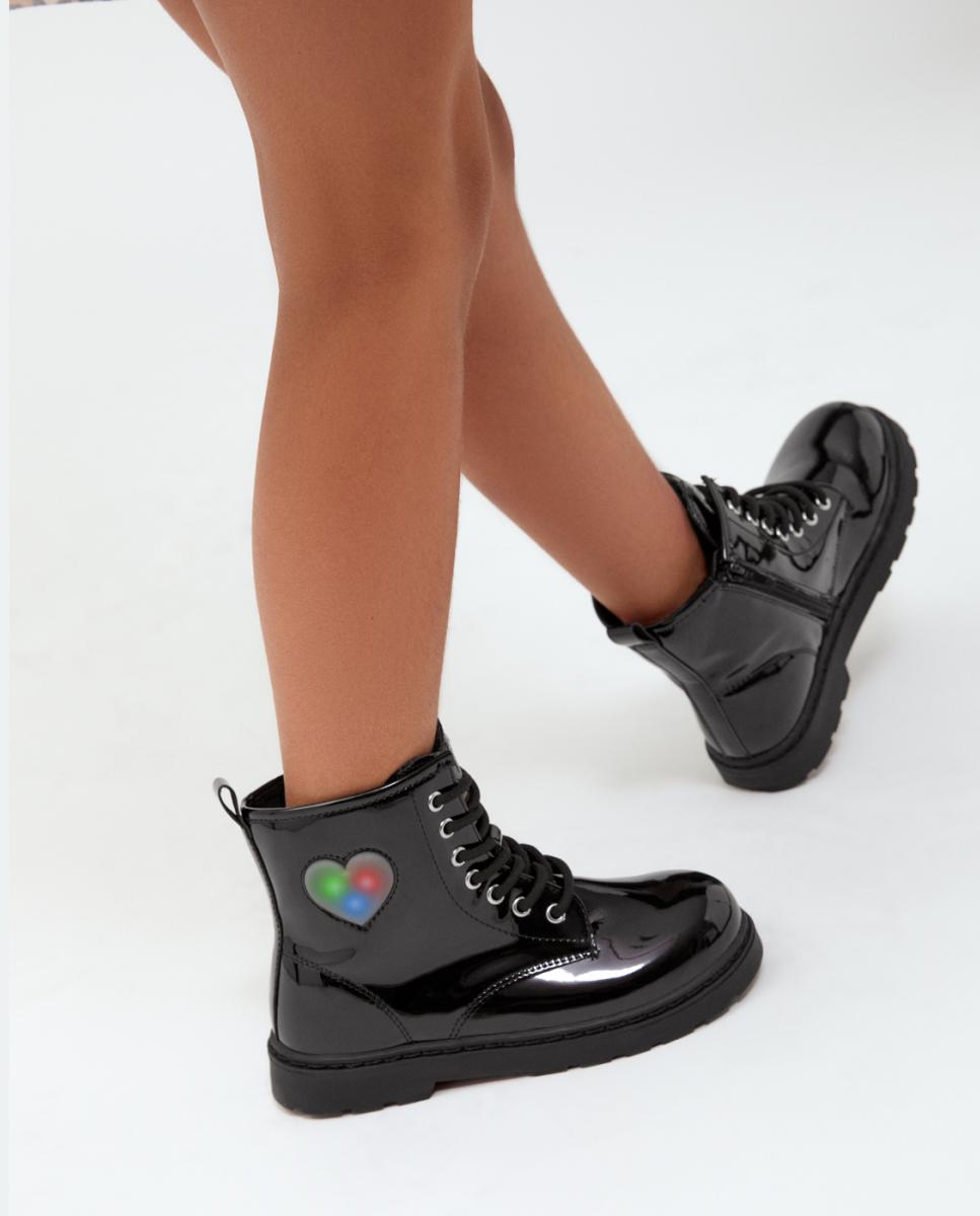 Botas de niña con corazón de luz burdeos - Conguitos - Negro Negro-6