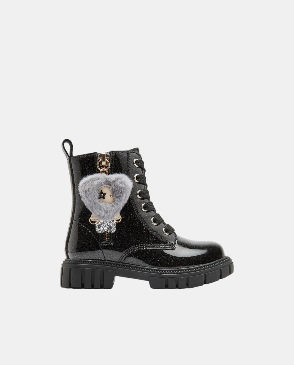 Botas de niña con adorno de pelo colgante burdeos - Conguitos - Negro Negro-1