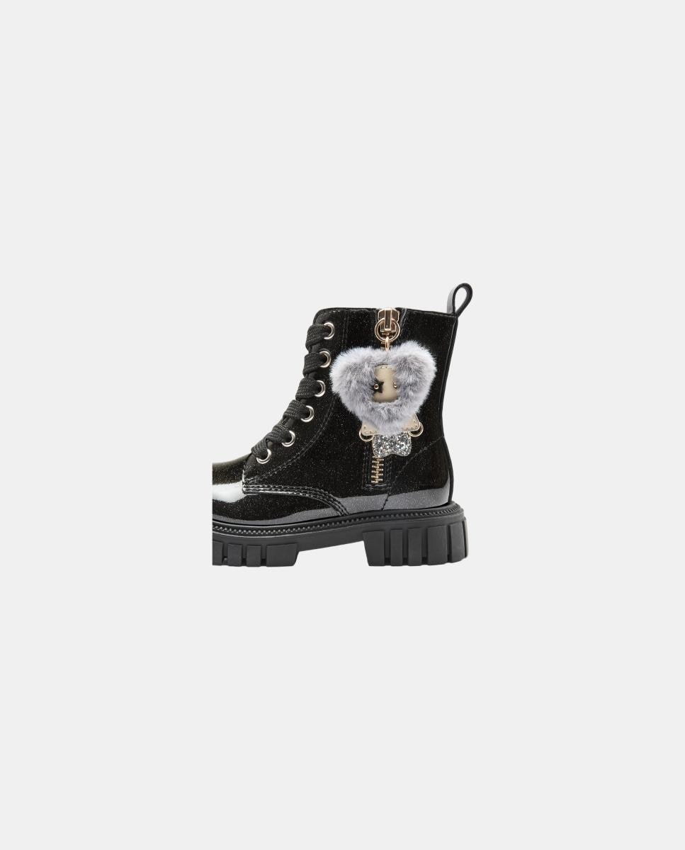Botas de niña con adorno de pelo colgante burdeos - Conguitos - Negro Negro-3