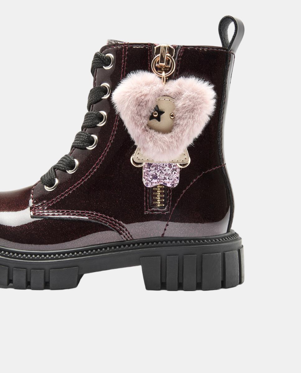 Botas com Adorno de Pelo Pendente - Bordeaux Conguitos Vermelho/Grená-3