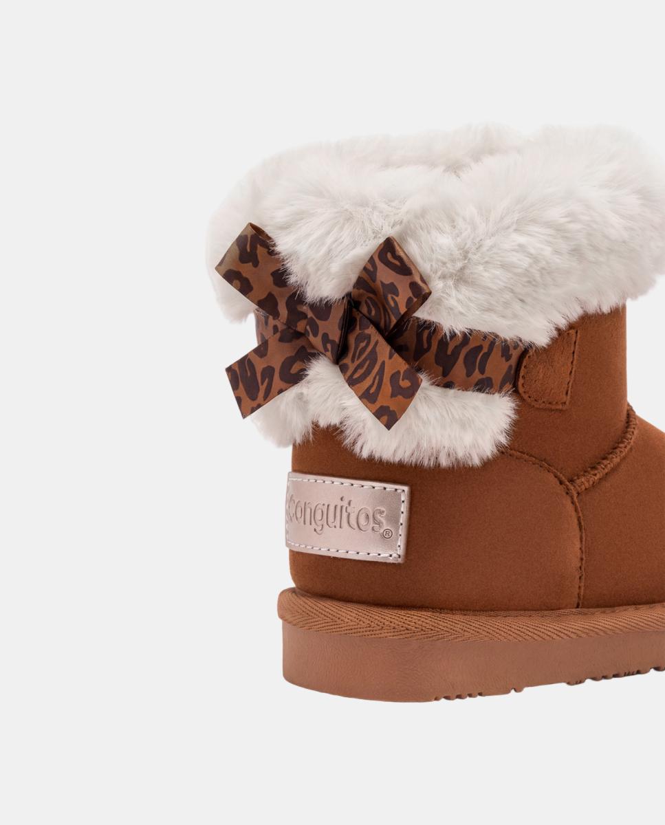 Botas Australianas com Laço e Animal Print de Leopardo - Couro Couro-4