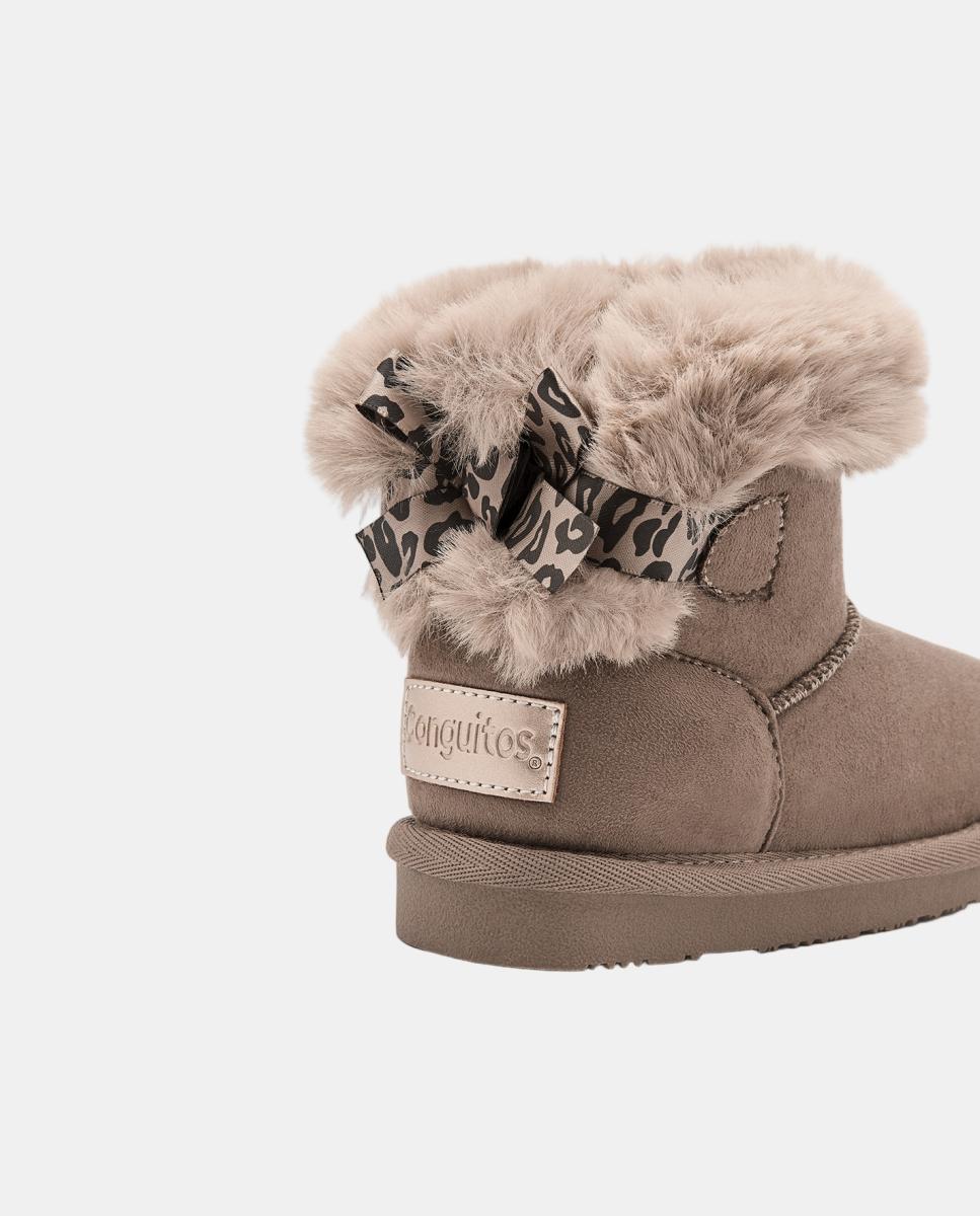 Botas Australianas com Laço e Animal Print de Leopardo Taupe-4