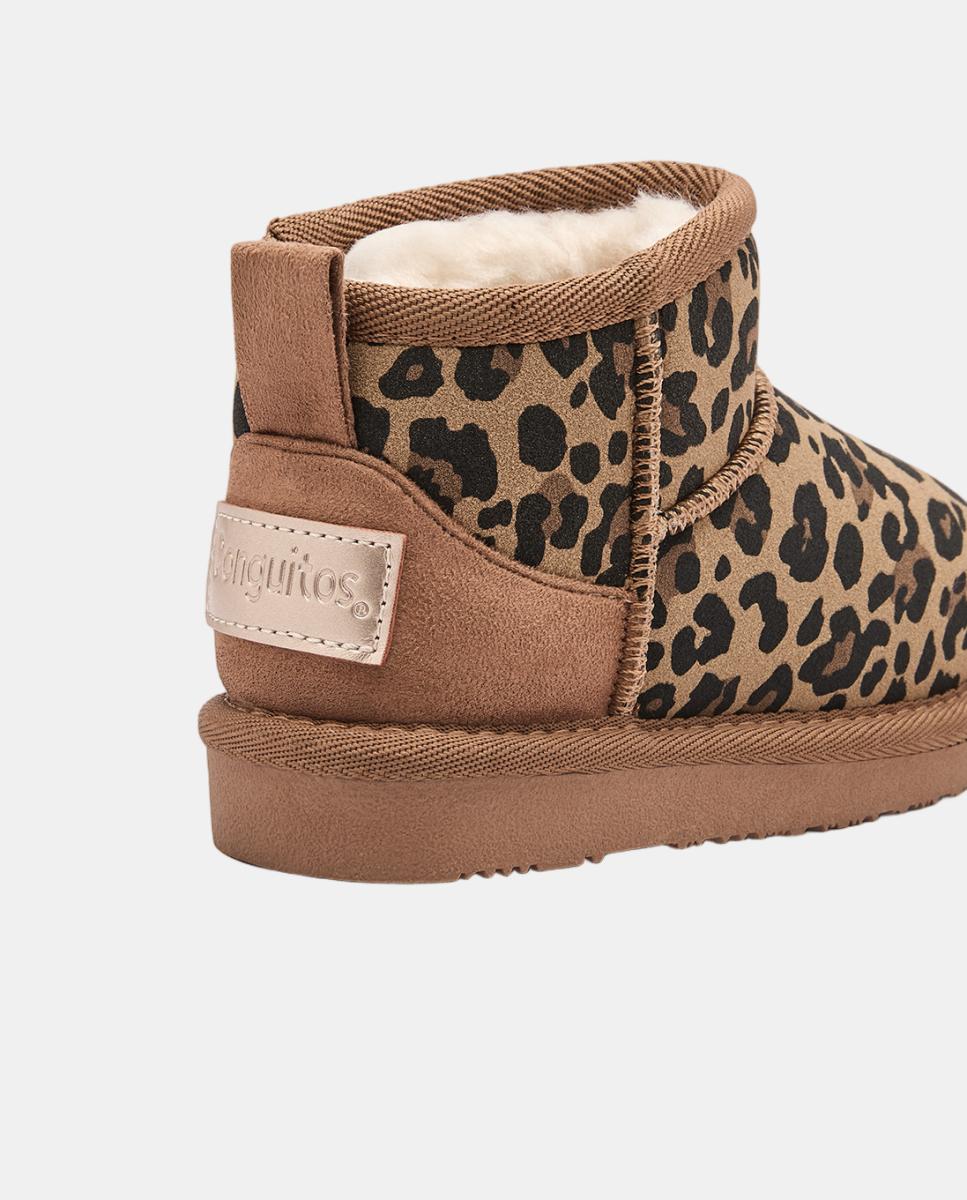 Botas Australianas com Animal Print de Leopardo - Camel Couro-4