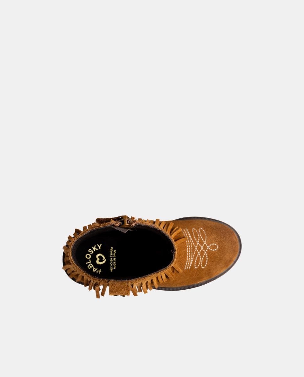 Botas Tipo Botins com Fecho de Correr Pablosky Couro-4