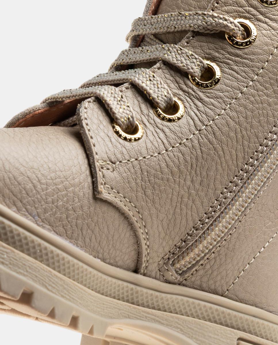 Botas Tipo Botins com Atacadores e Fecho de Correr Bege-6