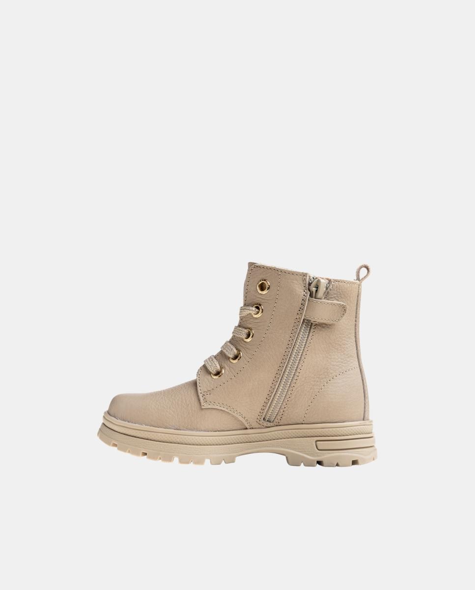Botas Tipo Botins com Atacadores e Fecho de Correr Bege-7