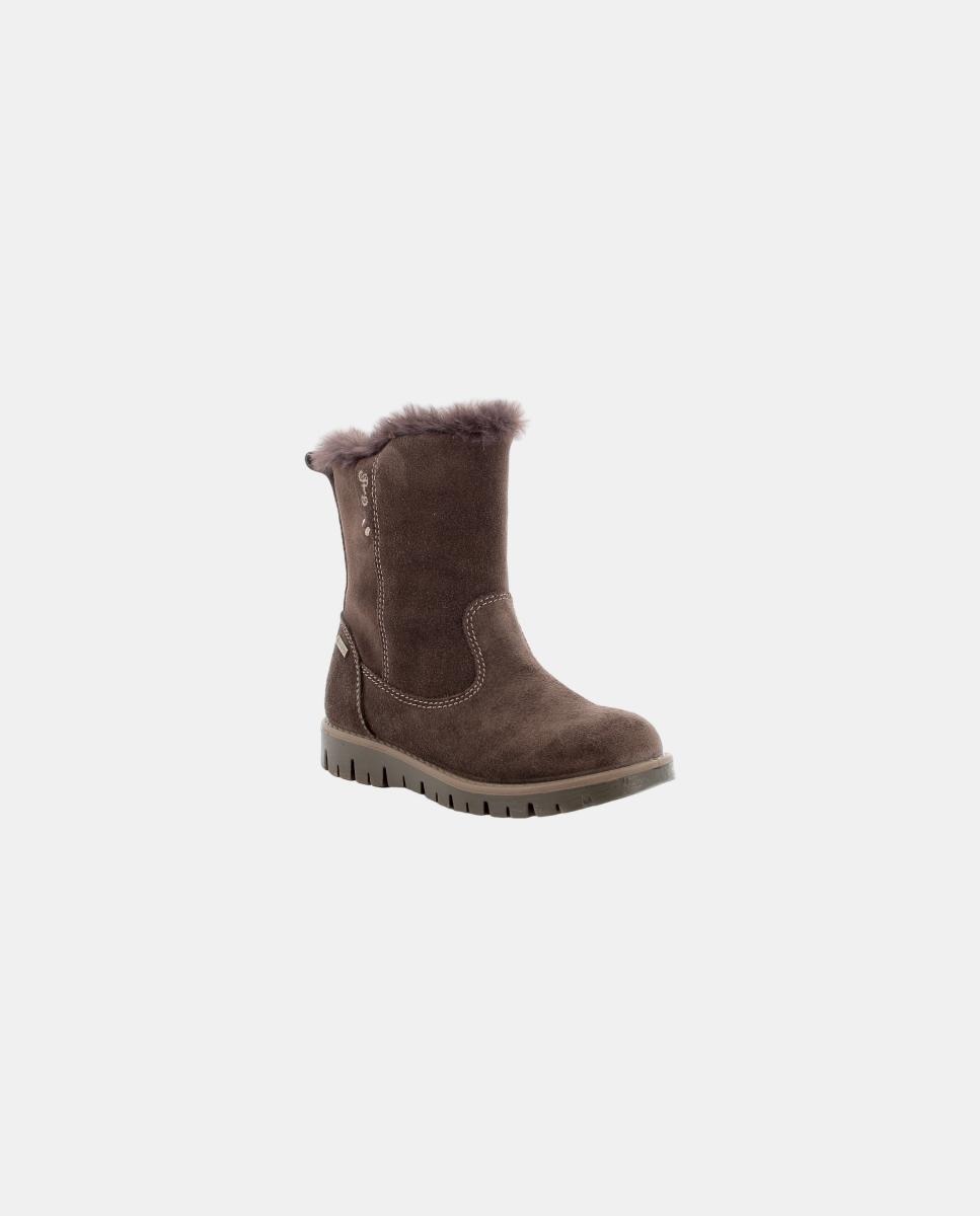 Bota de chica en piel ante, forro de Goretex y pelo, cierre con cremallera lateral - Primigi - Marrón oscuro Marrón oscuro-3