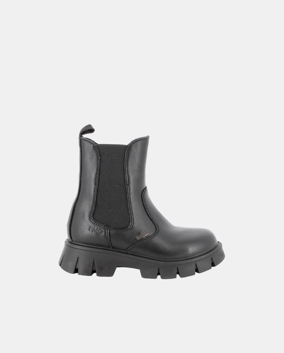 Bota de chica, en piel, forro Goretex, cremallera lateral, elástico - Primigi - Negro Negro-1